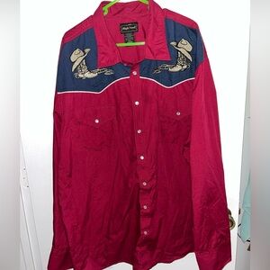 High Noon Men's 3XL L/S Cowboy Hat and Boots Western Cowboy Pearl Snap Shirt